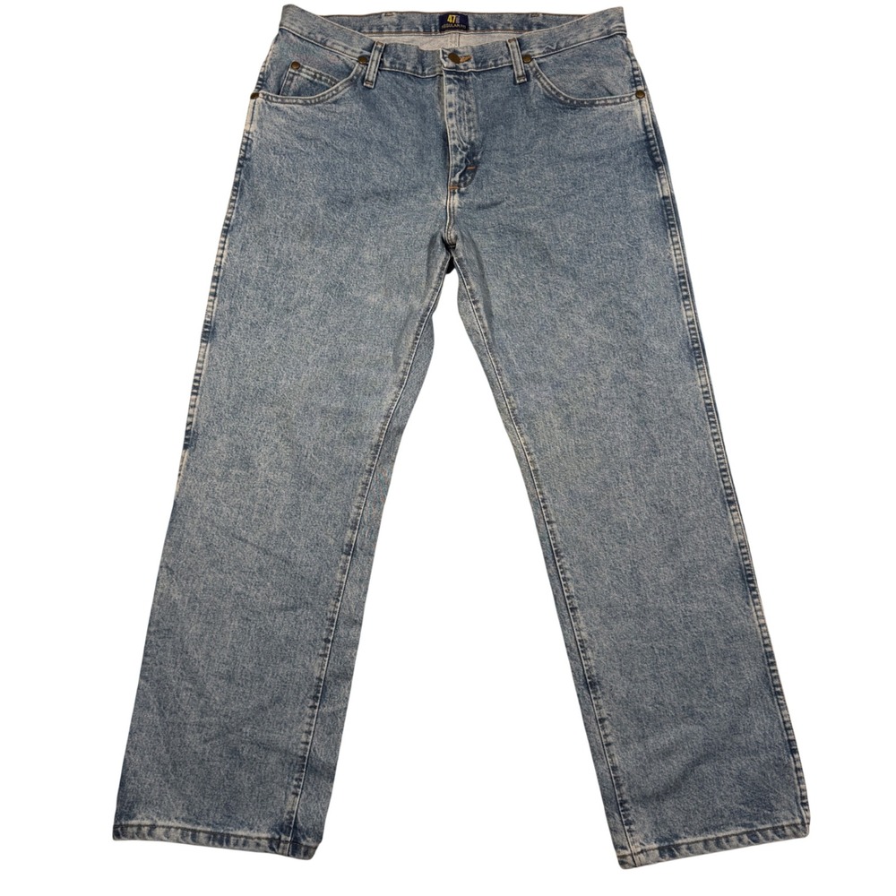 Wrangler 47MWZ Jeans Mens 35x30 Light Blue Regular Fit Cowboy Cut‎ Vintage Denim